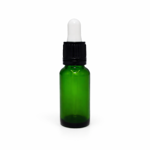 20ml Green Dropper Bottle – Flat Black Cap with Seal & White Teet