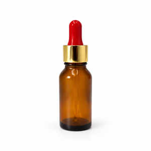 20ml Amber Dropper Bottle –  Gold Cap & Red Teet