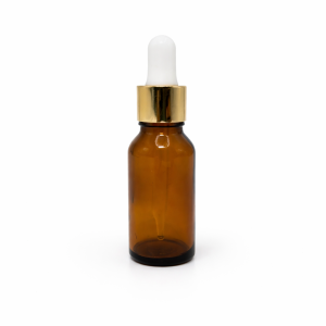 20ml Amber Dropper Bottle –  Gold Cap & White Teet