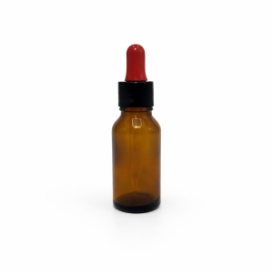 20ml Amber Dropper Bottle – Shiny Black Cap & Red Teet