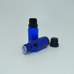 20ml Blue Dropper Bottle – Euro Cap & Insert – Black