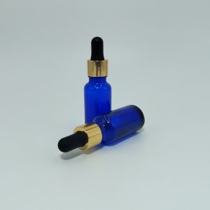 20ml Blue Dropper Bottle – Gold Cap & Black Teet