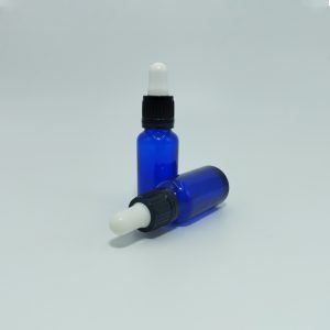 20ml Blue Dropper Bottle – Flat Black Cap with Seal & White Teet
