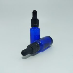 20ml Blue Dropper Bottle – Flat Black Cap with Seal & Black Teet