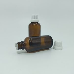 50ml Amber  Dropper Bottle – Euro Cap & Insert – White