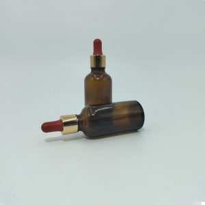 50ml Amber  Dropper Bottle – Gold Cap & Red Teet