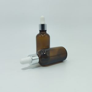 50ml Amber  Dropper Bottle – Silver Cap & White Teet