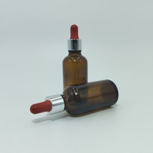 50ml Amber  Dropper Bottle – Silver Cap & Red Teet