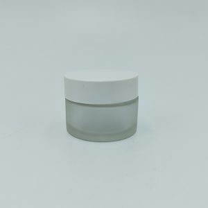 30gm Frosted Cosmetic jar with White cap