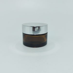 50gm Cosmetic jar Amber with Silver cap