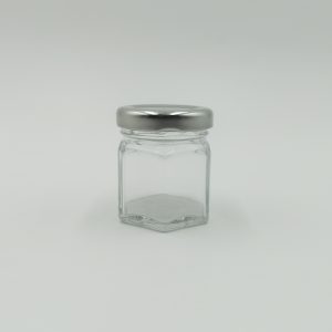 45 ml Hexagonal Jar with 43mm Lug cap - Silver