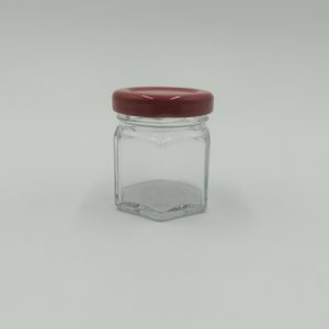 45 ml Hexagonal Jar with 43mm Lug cap - Red