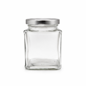 250ml Square Jar with 63mm Lug Cap -  Silver