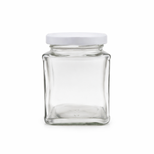 250ml Square Jar with 63mm Lug Cap -  White