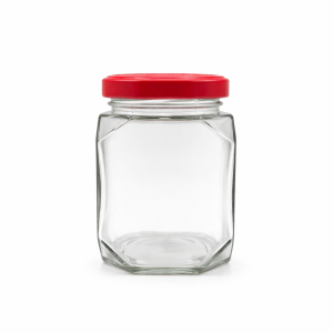 330ml Square Jar with 63mm Lug Cap - Red