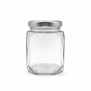 330ml Square Jar with 63mm Lug Cap - Silver