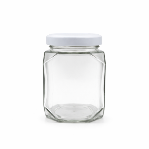 330ml Square Jar with 63mm Lug Cap - White