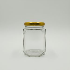 330ml Square Jar with 63mm Lug Cap - Gold