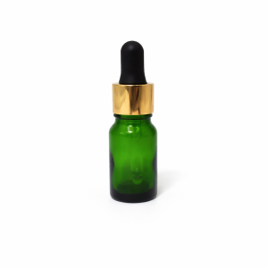 10ml Green Dropper Bottles – Gold Cap & Black Teet