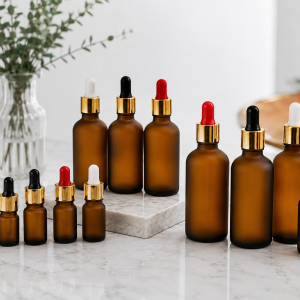 Amber Frosted Dropper Bottle