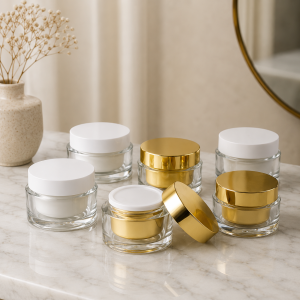 Dounle Wall Acrylic Jar - Gold/White