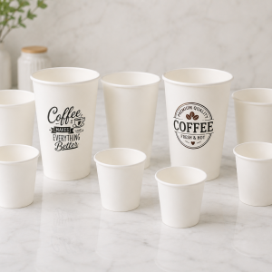 One Time Paper Cups White, Printed